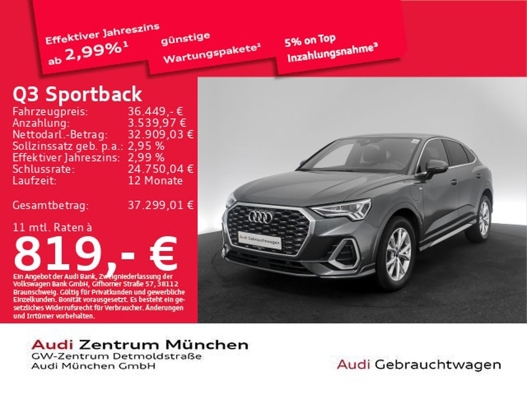Audi Q3 Sportback S-Line S-Tronic Hybride 45 TFSI
