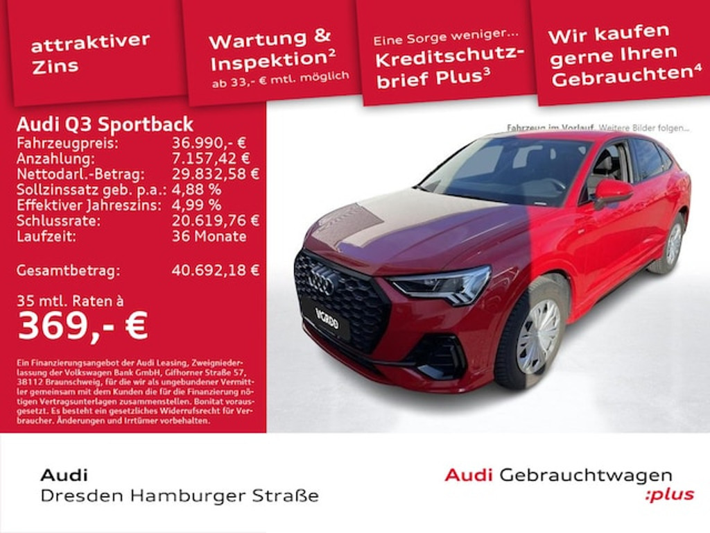 Audi Q3 Sportback Quattro S-Line S-Tronic 40 TFSI