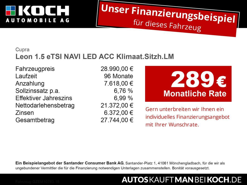 Cupra Leon 1.5 eTSI NAVI LED ACC Klimaat.Sitzh.LM SHZ