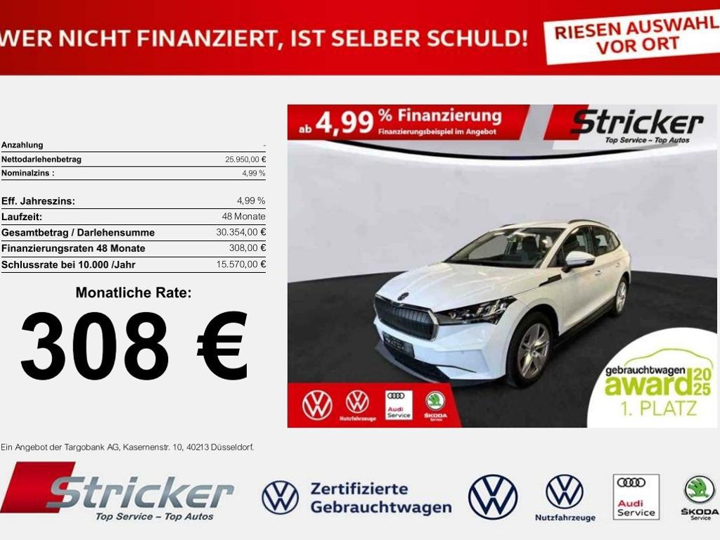 Skoda Enyaq iV60 308,-ohne Anzahlung Navi Kamera