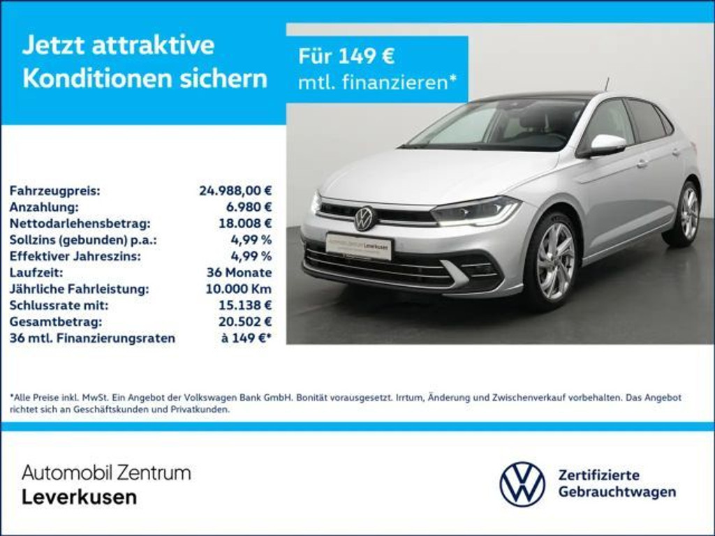 Volkswagen Polo TSI ACC AHK KAM SHZ PDC PANO MATRIX CARPLAY