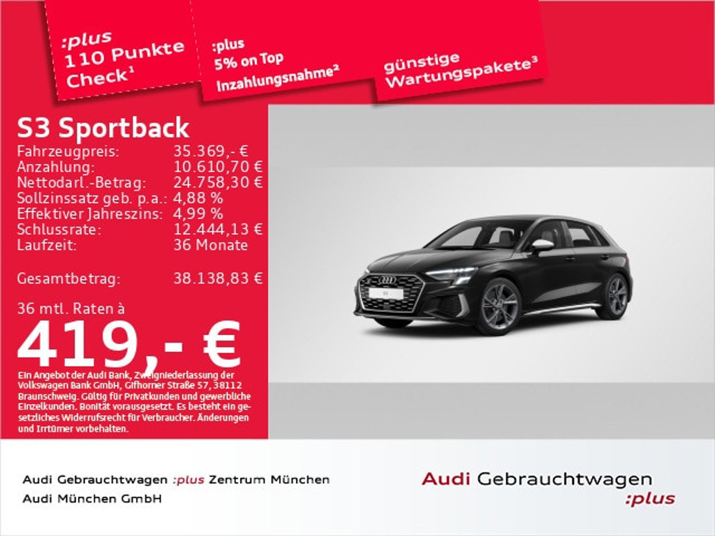 Audi S3 Sportback Quattro S-Tronic