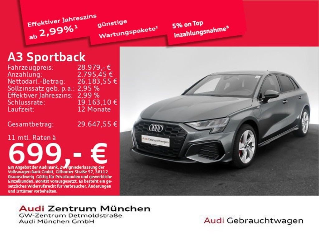 Audi A3 Sportback S-Line S-Tronic Hybride 45 TFSI