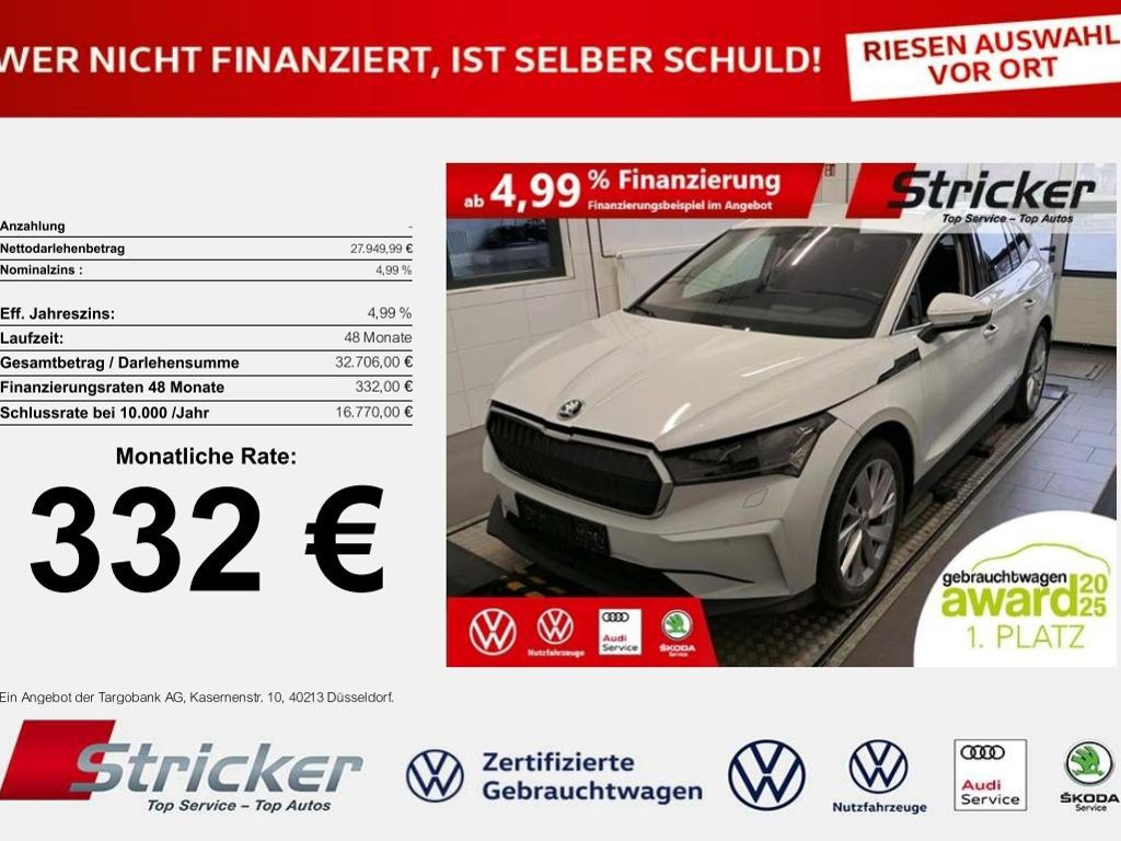 Skoda Enyaq iV80 332,-ohne Anzahlung AHK Matrix Wärmep
