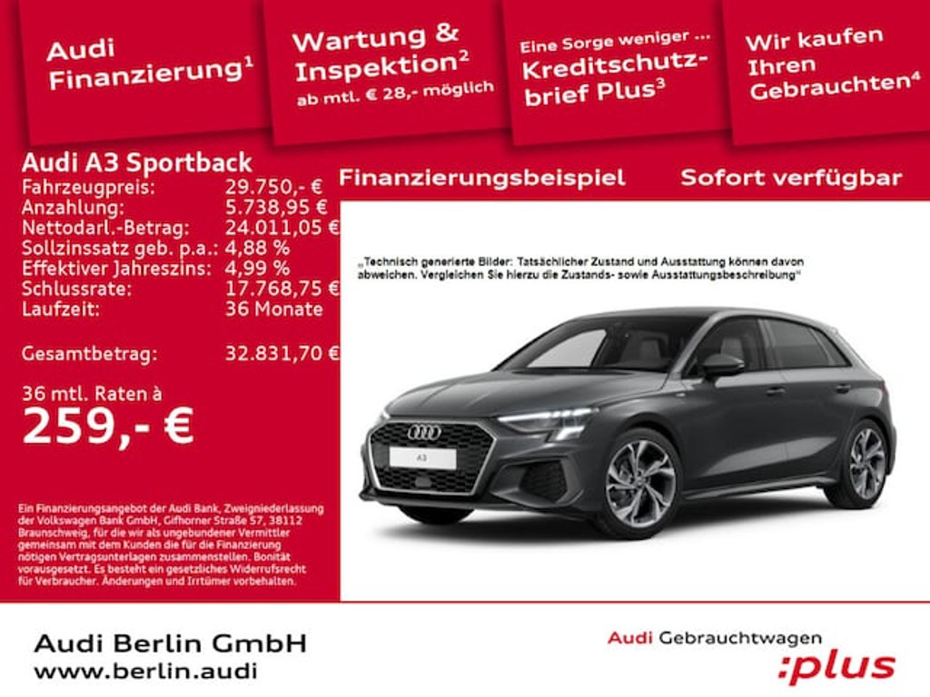 Audi A3 Sportback S-Line S-Tronic 35 TDI