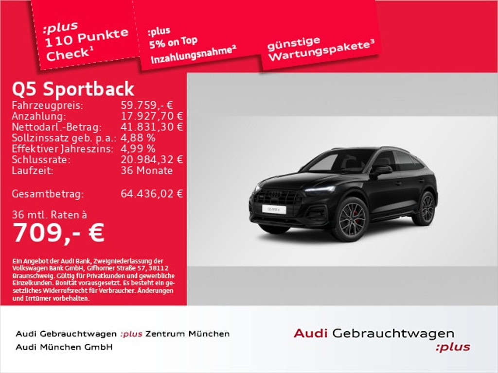 Audi Q5 Sportback Quattro S-Tronic Hybride 50 TFSI