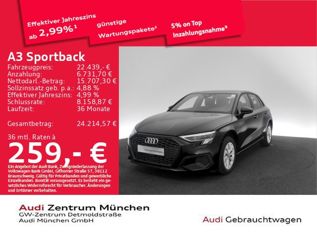 Audi A3 Sportback S-Tronic Hybride 40 TFSI