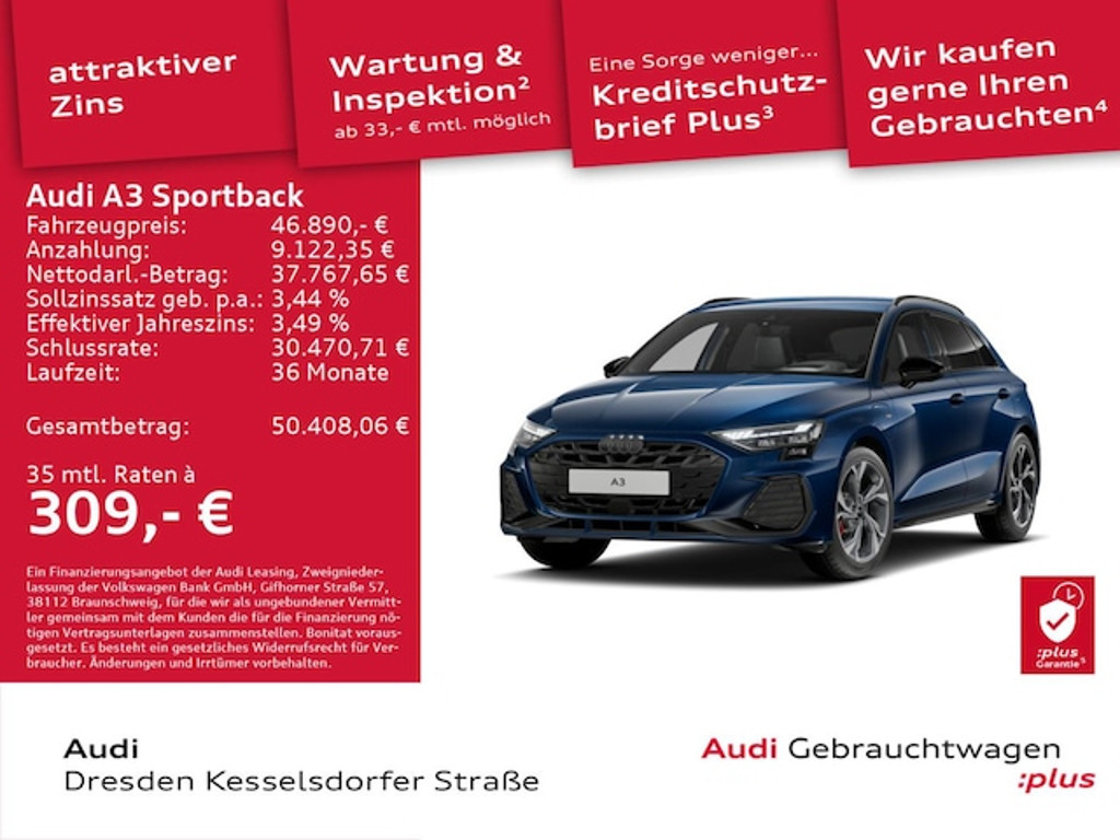 Audi A3 Sportback S-Line S-Tronic Hybride 45 TFSI