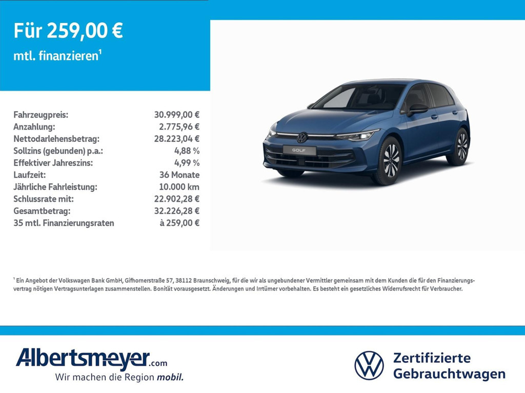 Volkswagen Golf DSG Golf VIII 2.0 TDI