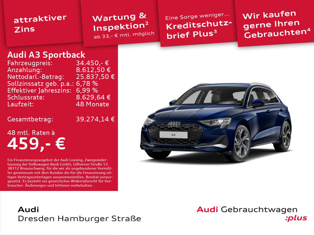 Audi A3 Sportback Sedan S-Tronic 30 TFSI