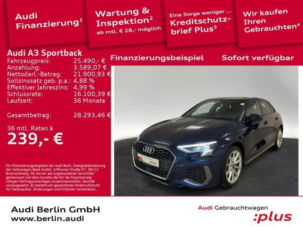 Audi A3 Sedan S-Line Hybride 40 TFSI