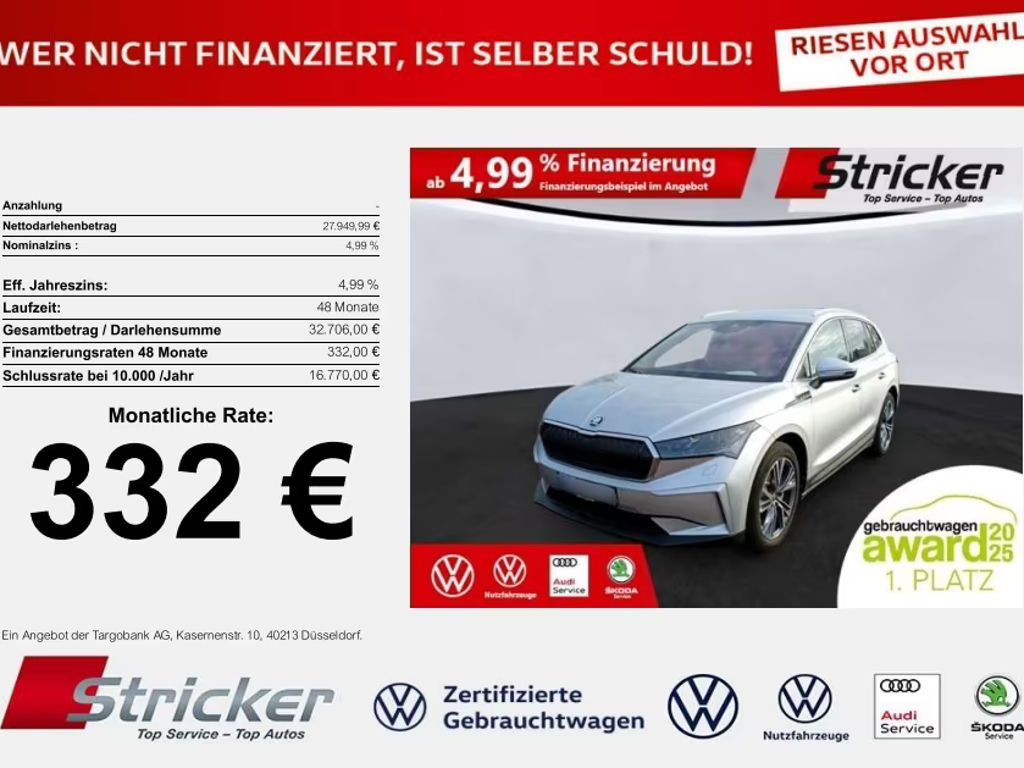 Skoda Enyaq iV iV80 332,-ohne Anzahlung Navi Matrix Wärme