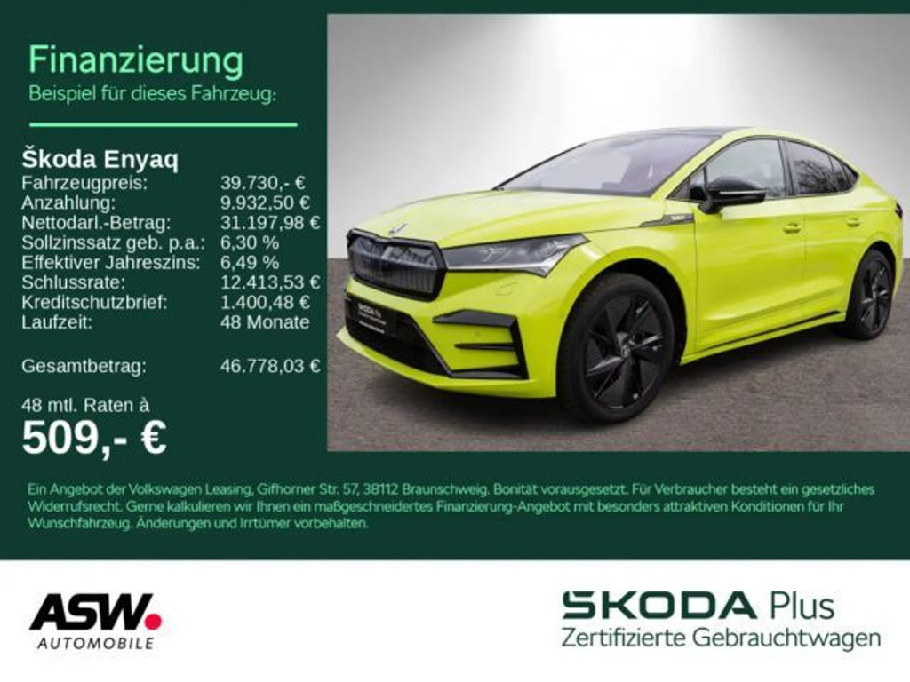 Skoda Enyaq iV 4x4 RS Coupe Lounge