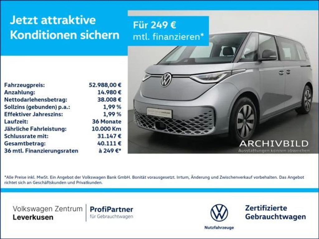 Volkswagen ID.Buzz AHK ACC NAVI LEDER KAM LED SHZ PDC