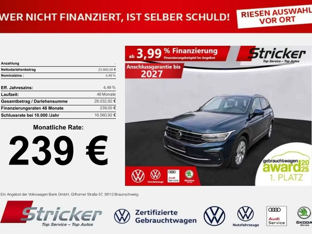 Volkswagen Tiguan Active 1.5TSI 239,-ohne Anzahlung Navi AC