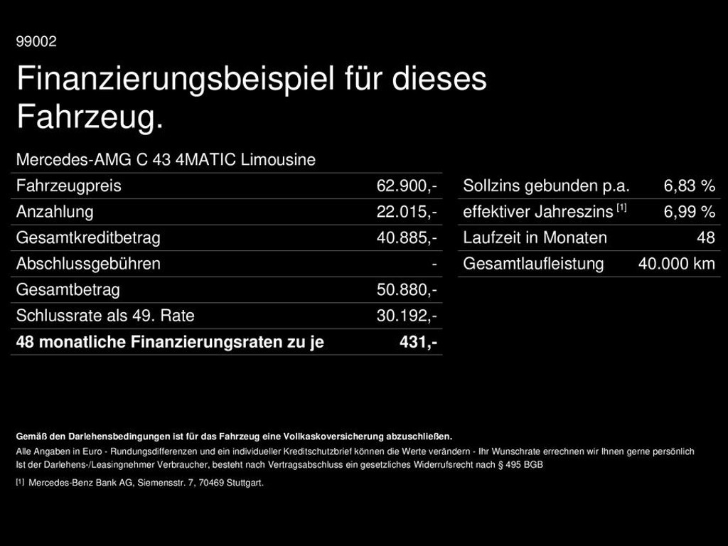 Mercedes-Benz A-Klasse AMG C Sedan 4MATIC C 43 AMG
