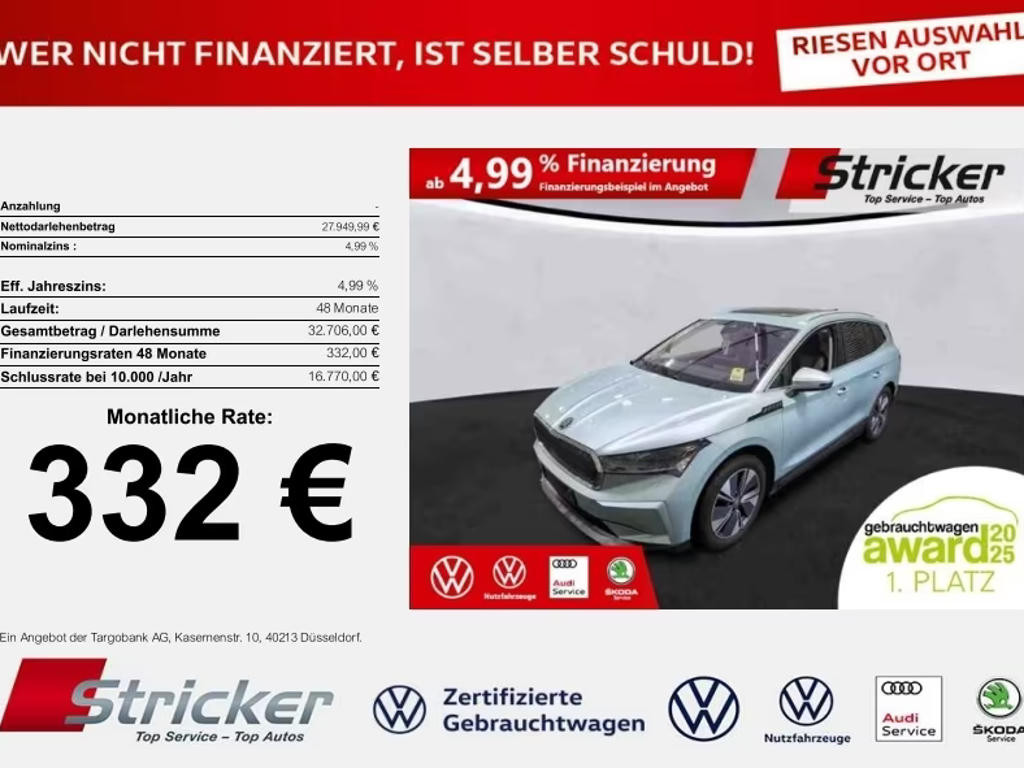 Skoda Enyaq iV iV80 332,-ohne Anzahlung Pano AHK Matrix