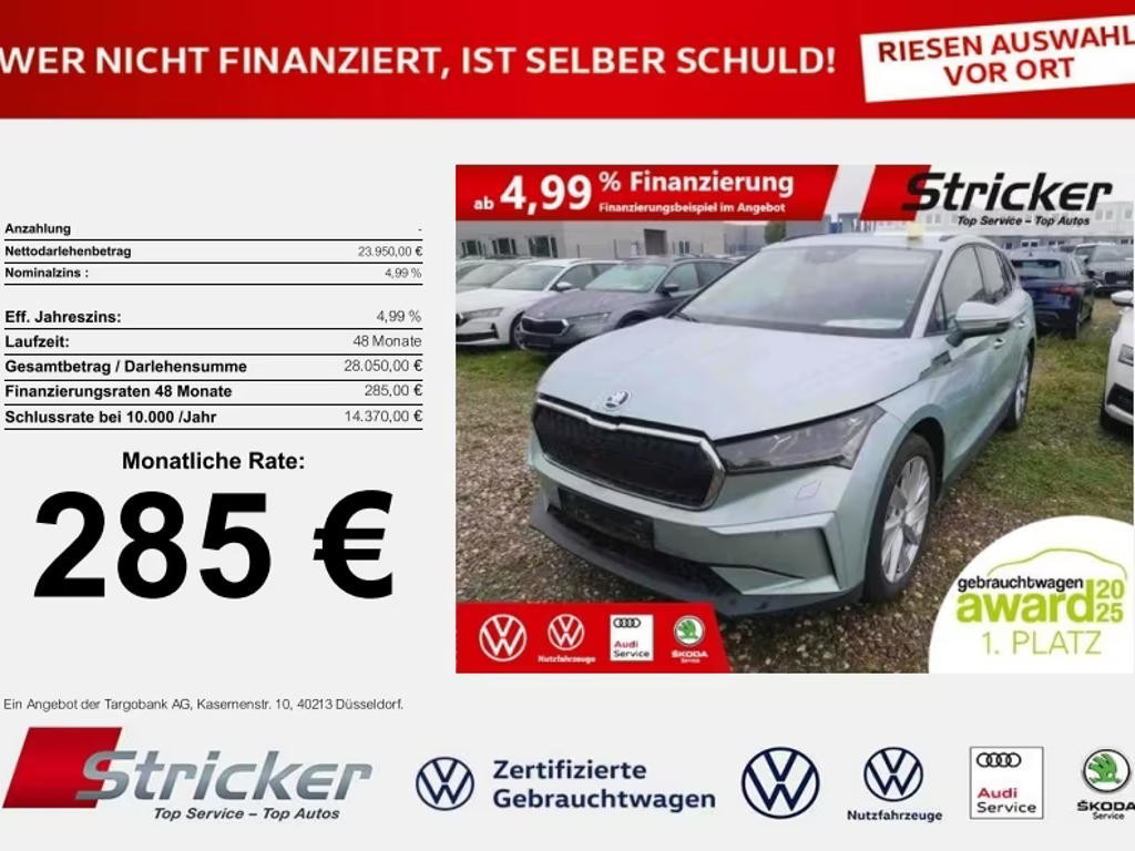 Skoda Enyaq iV iV60 285,-ohne Anzahlung Navi AHK Pano Mat
