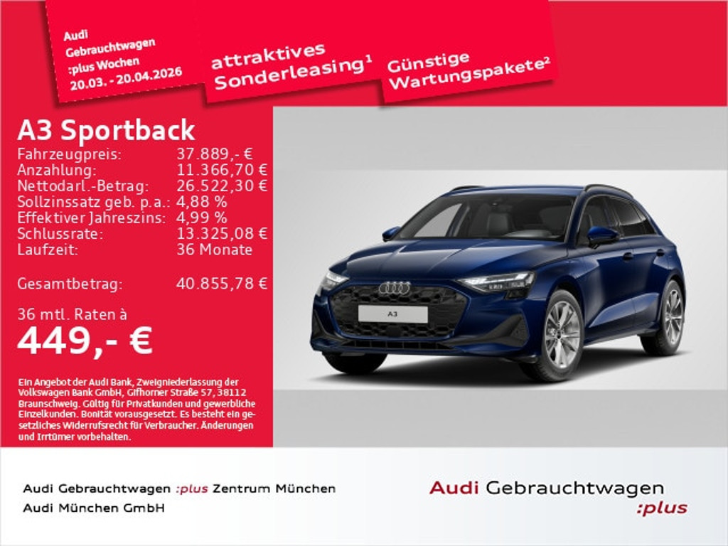 Audi A3 Sportback S-Tronic Hybride 40 TFSI