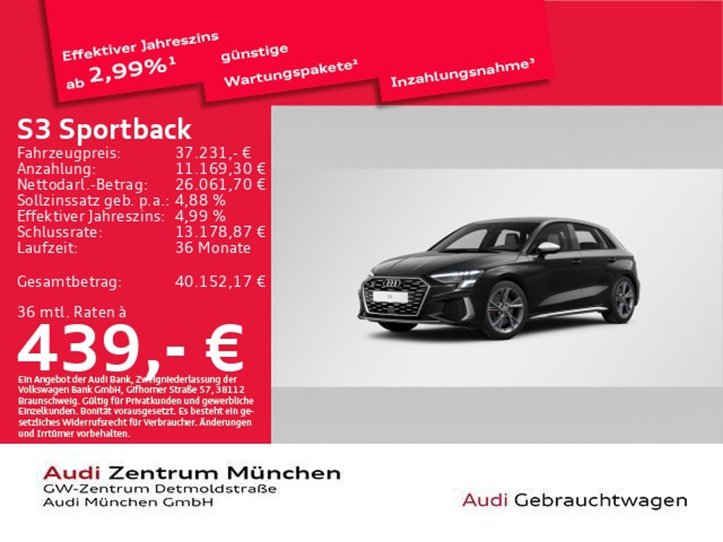 Audi S3 Sportback Quattro S-Tronic