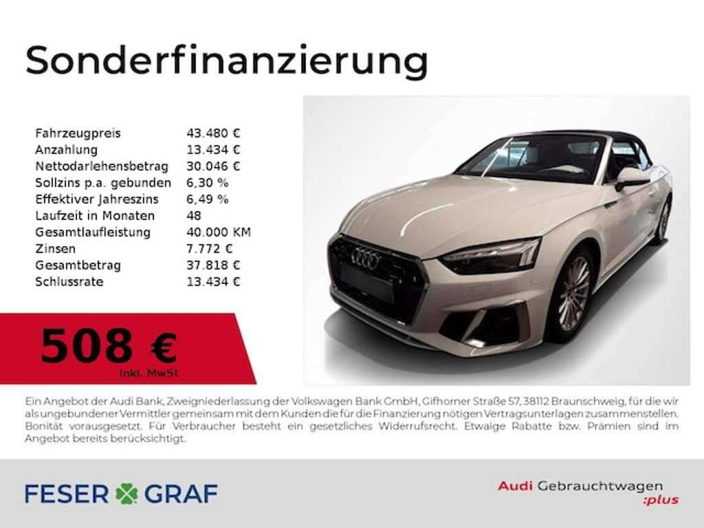 Audi A5 Cabriolet Quattro S-Line S-Tronic 40 TFSI