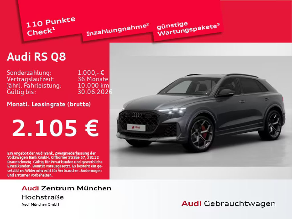 Audi RS Q8 RS Q8 perf. tiptr. Pano/LuftFed/ACC/AHK/StdHzg