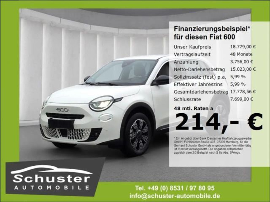 Fiat 600e Style 1.2M-Hyb*DCT LED R-Kam Tempom SHZ 17*