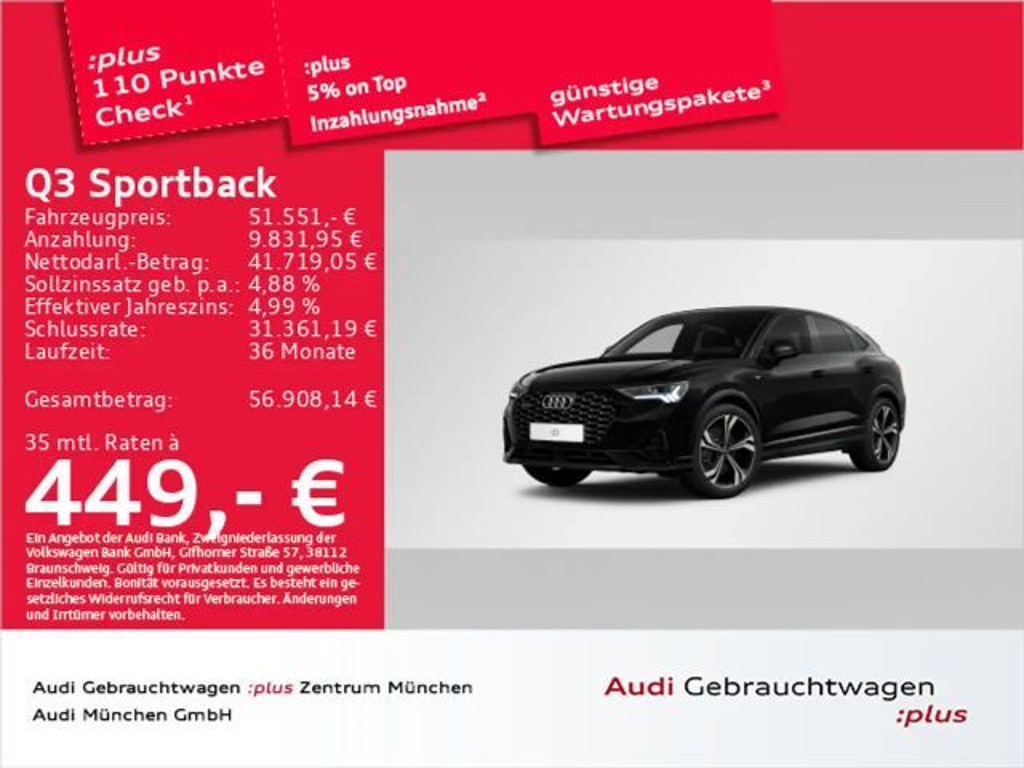 Audi Q3 Quattro S-Line S-Tronic 45 TFSI