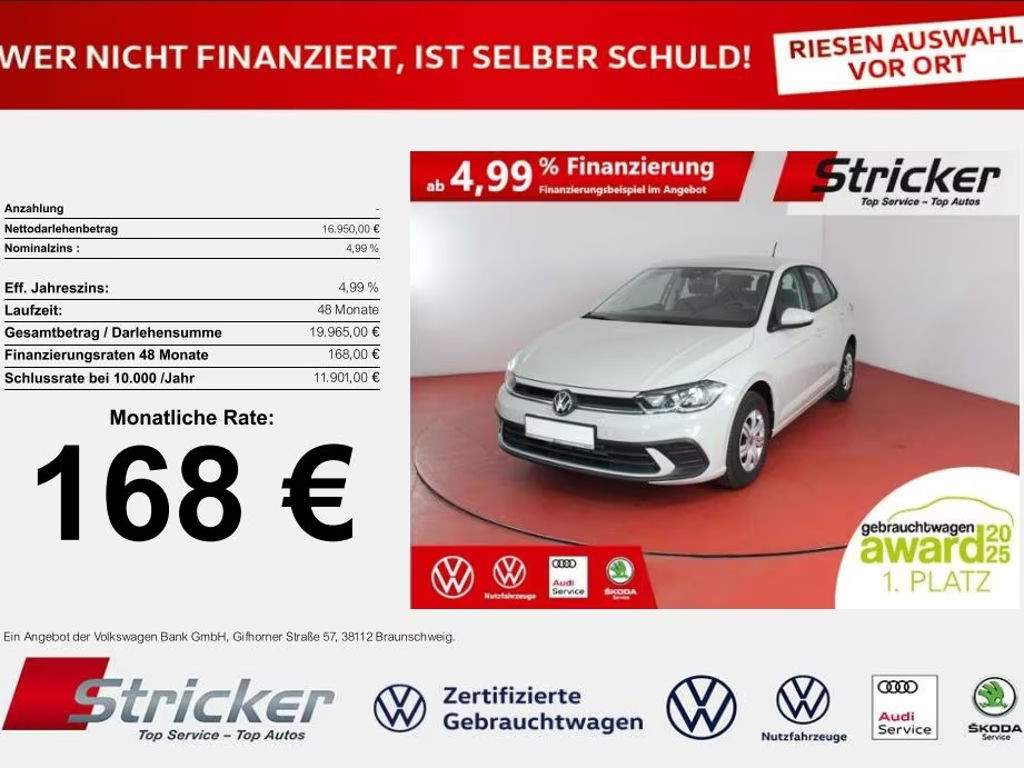 Volkswagen Polo 1.0 168,-ohne Anzahlung App-Connect Sitzhei