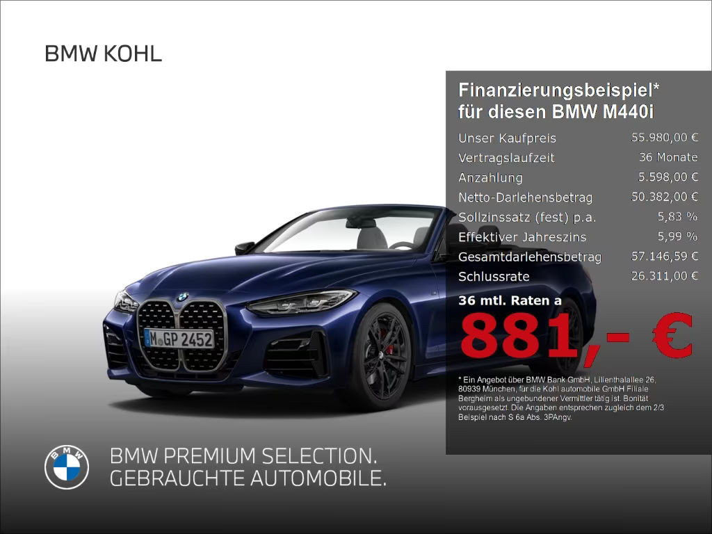 BMW M440 M-Sport xDrive Cabrio M440i