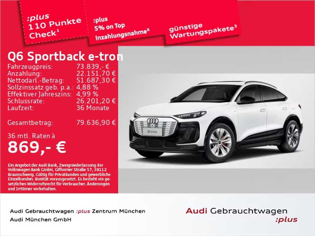 Audi Q6 e-tron Sportback Quattro S-Line