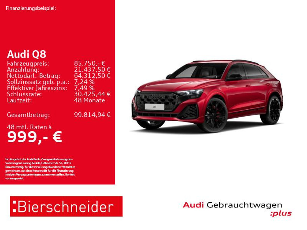 Audi Q8 Quattro Business S-Line Hybride