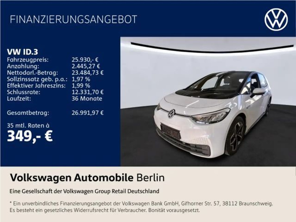 Volkswagen ID.3 Performance 58 KWh Pro 150 kW