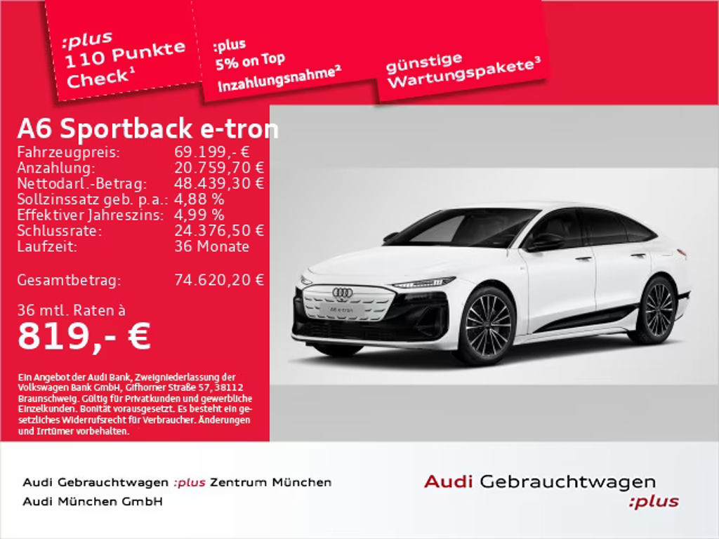 Audi A6 e-tron Sportback Quattro S-Line