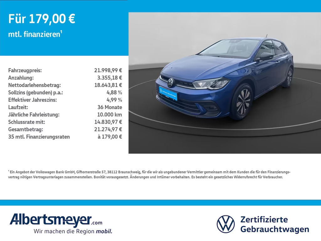 Volkswagen Polo 1.0 GOAL +KAMERA+LED+SITZHEIZUNG+LM