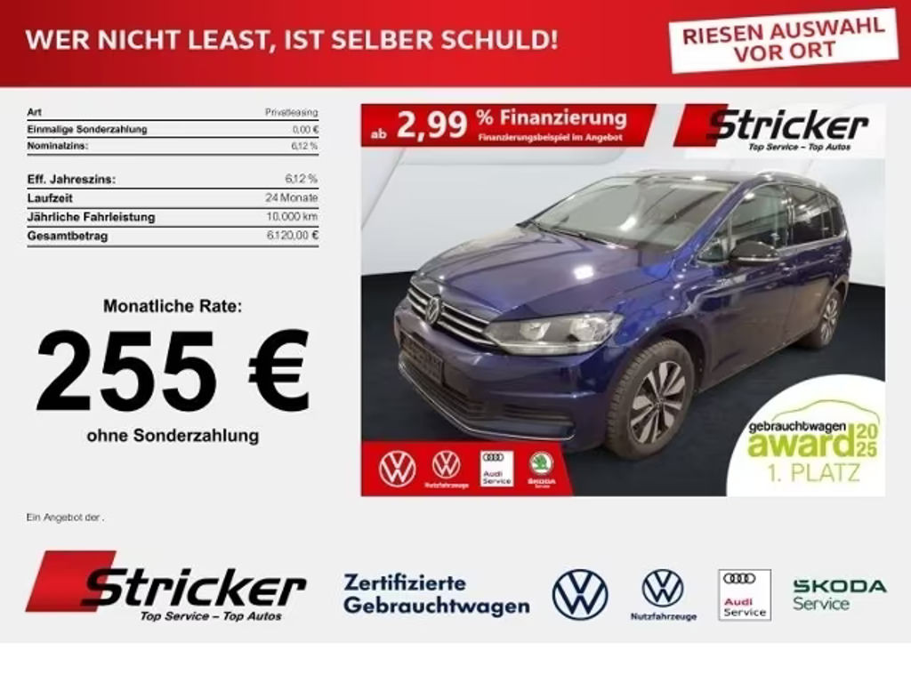 Volkswagen Touran Goal 1.5TSI 255,-ohne Anzahlung Navi 7-Si
