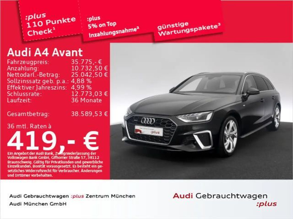 Audi A4 Quattro S-Line S-Tronic 40 TFSI