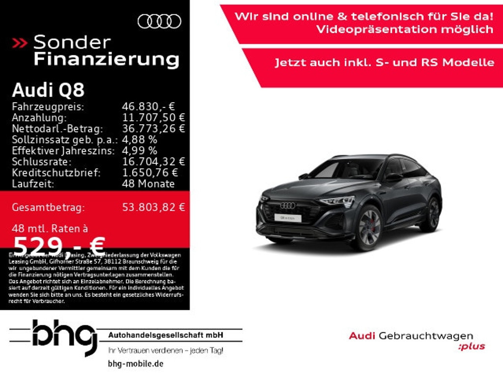 Audi Q8 e-tron Sportback Quattro S-Line 50