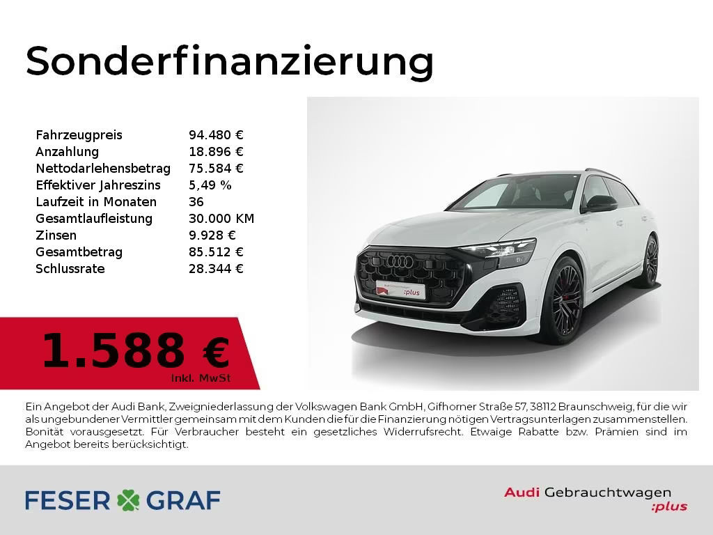 Audi Q8 Quattro Business S-Line Hybride