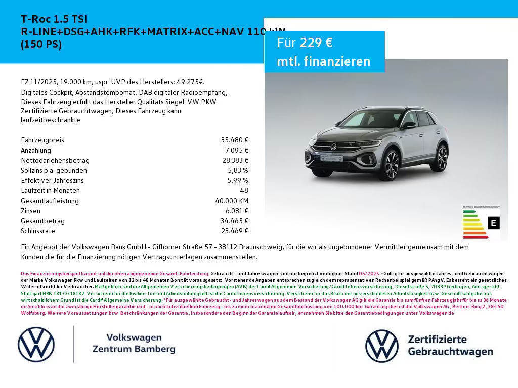 Volkswagen T-Roc DSG R-Line 1.5 TSI