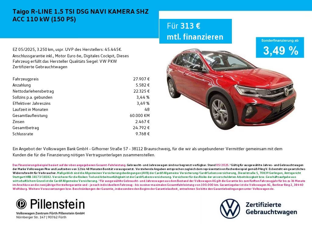 Volkswagen Taigo DSG R-Line 1.5 TSI