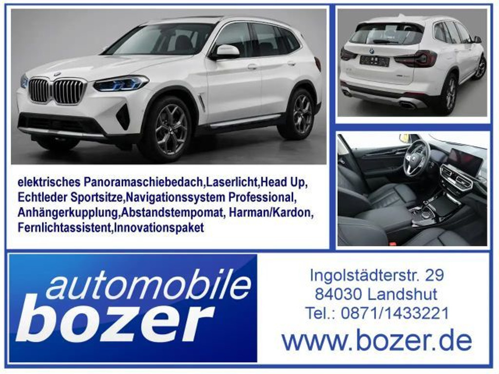 BMW X3 30dxDr AHK,HUD,Laser,Pan.-Dach,Echtleder