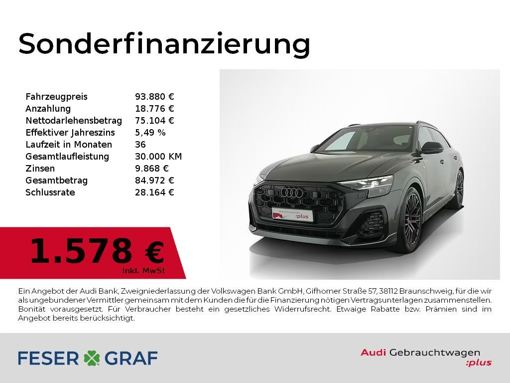 Audi Q8 Quattro Business S-Line Hybride