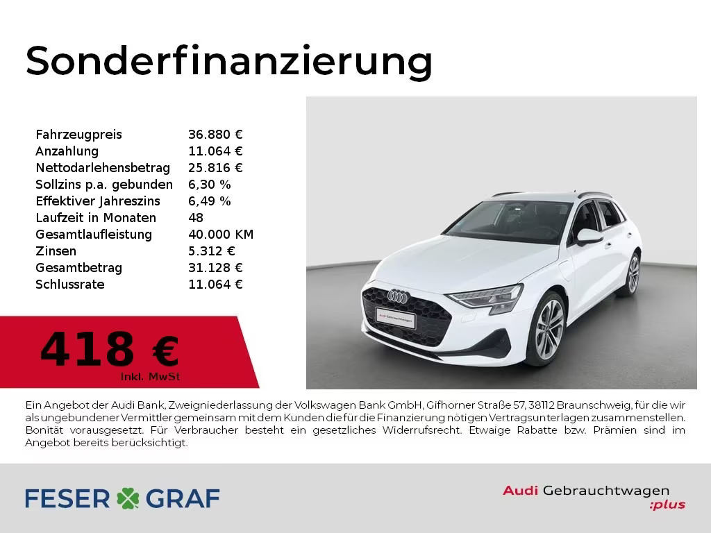 Audi A3 Sportback Sedan S-Line Hybride