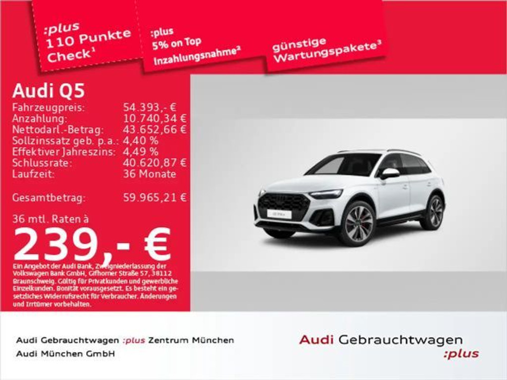 Audi Q5 Quattro S-Line S-Tronic Hybride 50 TFSI