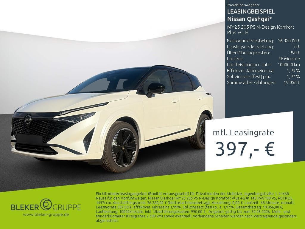 Nissan Qashqai MY25 205 PS N-Design Komfort Plus +GJR