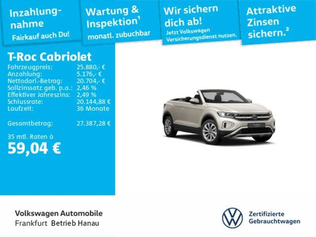 Volkswagen T-Roc Style Cabriolet 1.0 TSI IQ.Drive