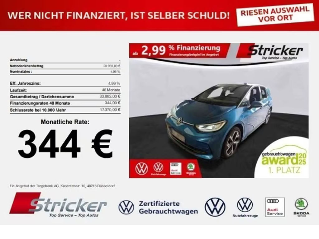Volkswagen ID.3 Performance 58 KWh Pro 150 kW