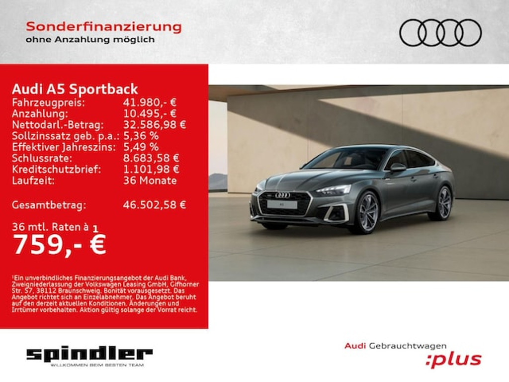 Audi A5 Sportback Quattro Business S-Line S-Tronic 40 TDI