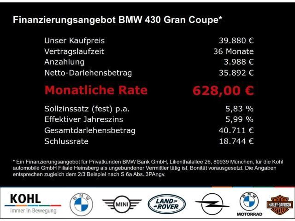 BMW 4 Serie 430 Coupé Gran Coupé 430i
